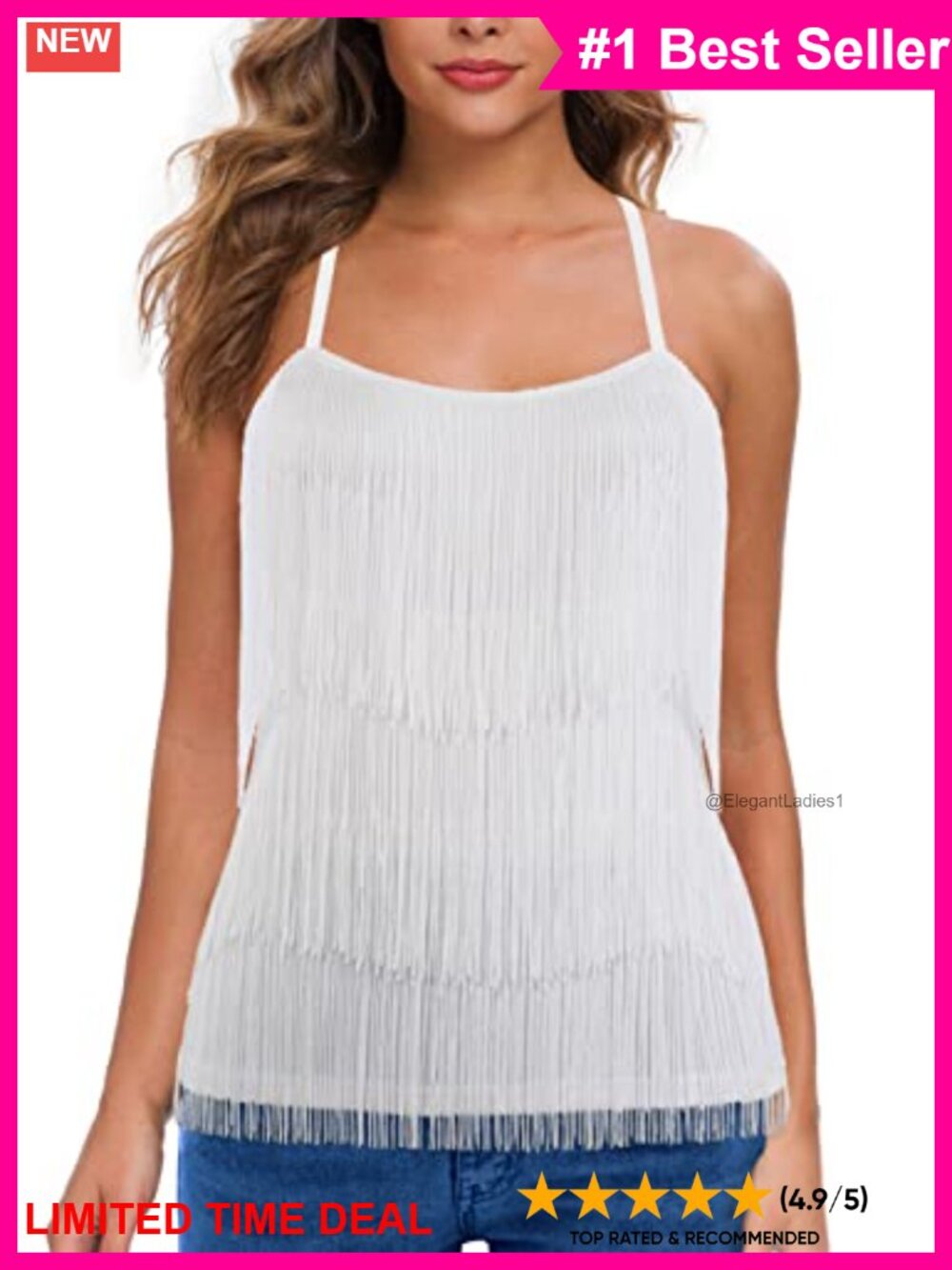 Fringe Tank Top Sleeveless Spaghetti Strap Summer Party Cami